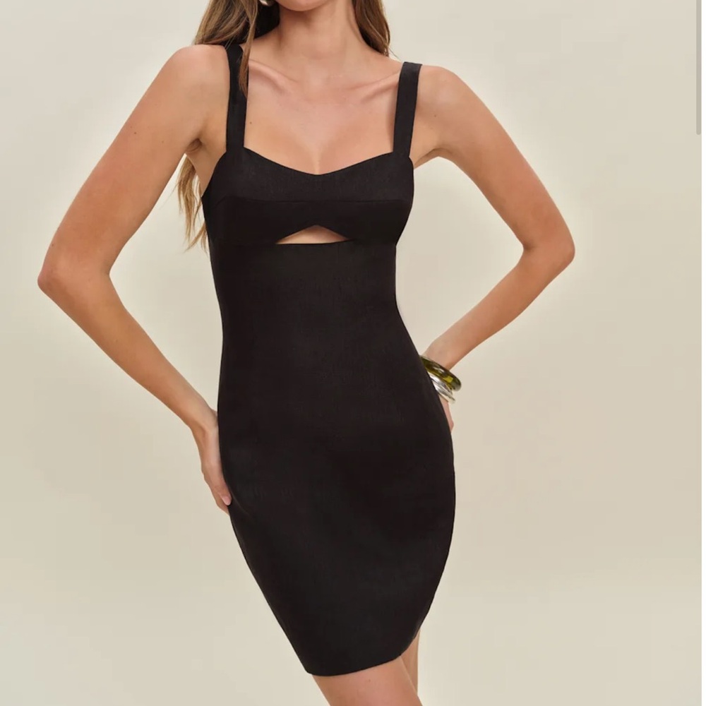 Reformation Belma Linen Dress Black - Size 10